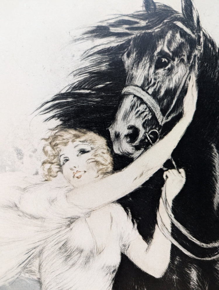 Youth by Louis Icart | 1970s French Art Deco Lithograph | Romantic Vintage Wall Art