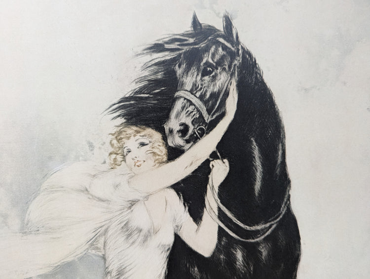 Youth by Louis Icart | 1970s French Art Deco Lithograph | Romantic Vintage Wall Art
