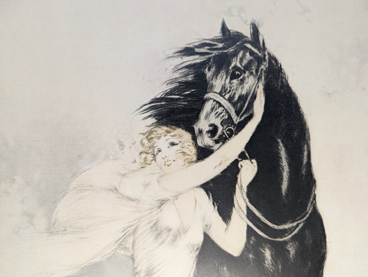 Youth by Louis Icart | 1970s French Art Deco Lithograph | Romantic Vintage Wall Art