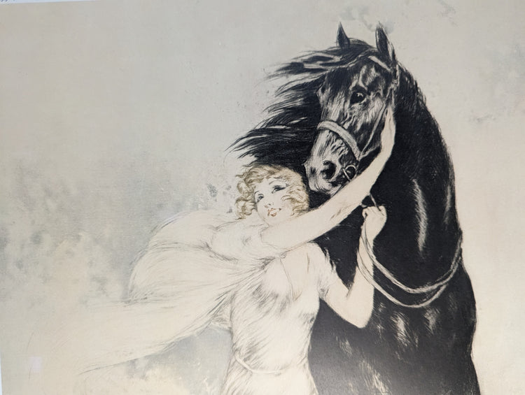 Youth by Louis Icart | 1970s French Art Deco Lithograph | Romantic Vintage Wall Art