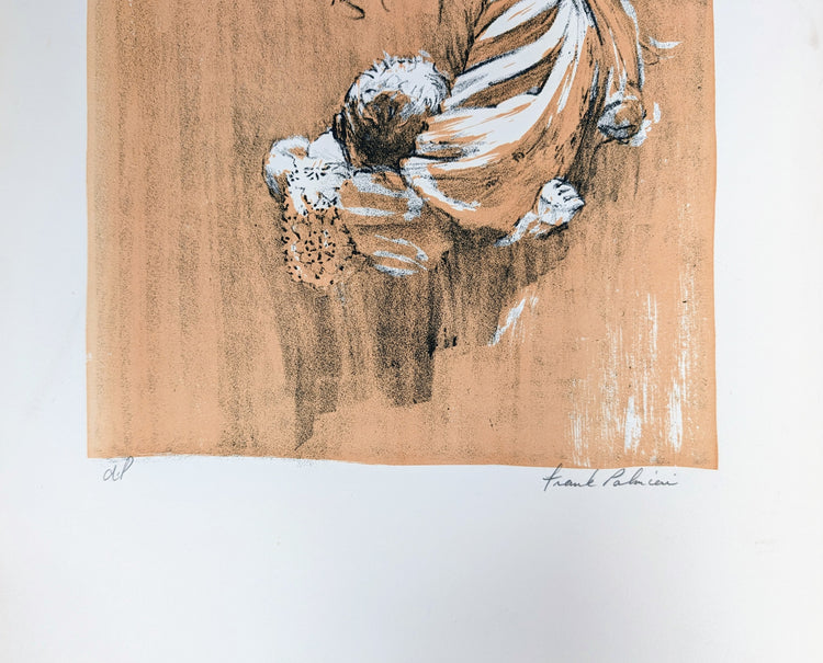 Mother and Baby by Frank Palmieri | 1970s Signed Lithograph | Vintage Family Wall Art