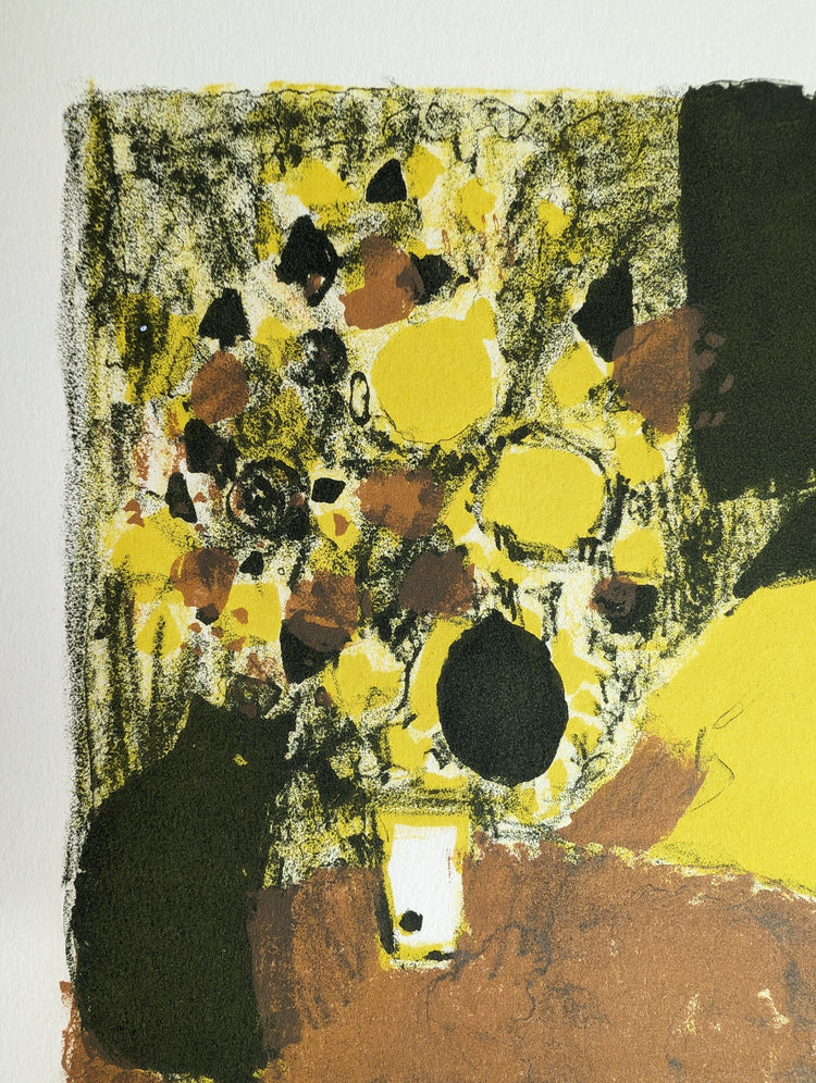 Untitled Woman with Cat by Henri Van Moe | 1960s Signed Lithograph | Mid-Century Modern Wall Art