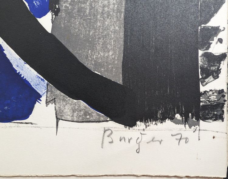 Abstract Composition by Walter Burger | 1970 Signed Lithograph | Mid-Century Modern Wall Art
