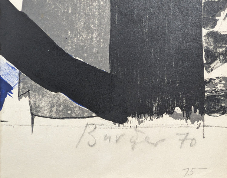 Abstract Composition by Walter Burger | 1970 Signed Lithograph | Mid-Century Modern Wall Art