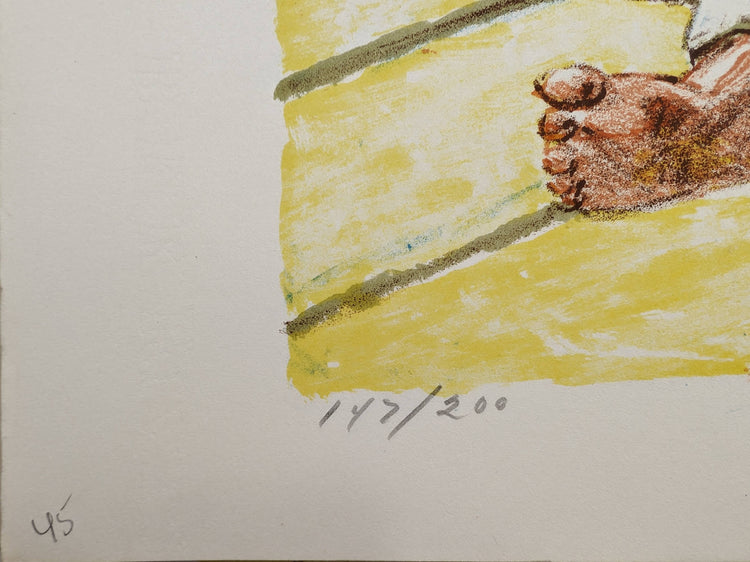 Children's Duet by Frank Palmieri, vintage signed and serial numbered stone lithograph circa 1970