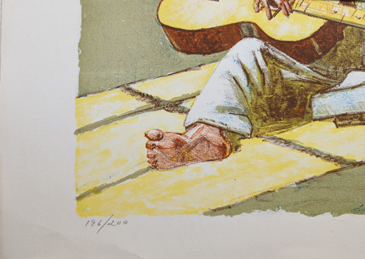 Children's Duet by Frank Palmieri, vintage signed and serial numbered stone lithograph circa 1970
