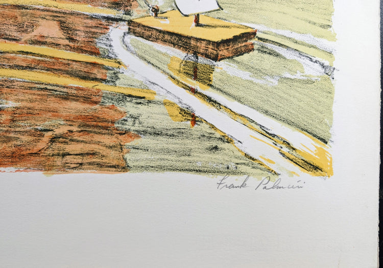 Boy with Sailboat by Frank Palmieri | 1970s Signed Lithograph | Vintage Nautical Wall Art