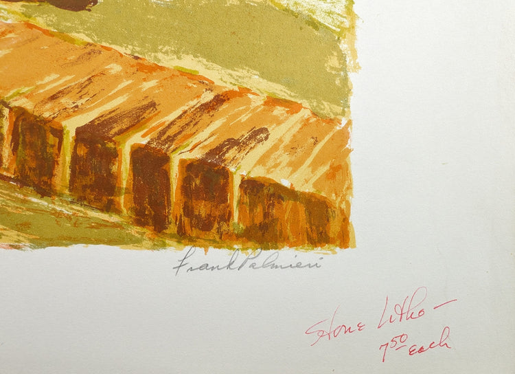 Two Girls Reading a Book by Frank Palmieri, vintage signed and serial numbered stone lithograph circa 1970