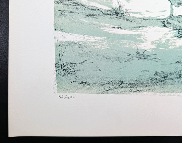 Boy on the Beach by Frank Palmieri | 1970s Signed Lithograph | Coastal Childhood Wall Art