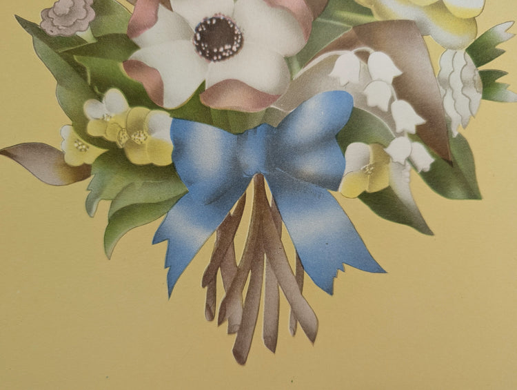 Beautytone Bouquet in Yellow by Cecilia Terone | 1943 Vintage Lithograph | Romantic Cottagecore Wall Art