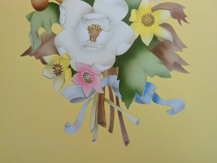 Beautytone Bouquet in Yellow by Cecilia Terone | 1943 Vintage Lithograph | Romantic Cottagecore Wall Art