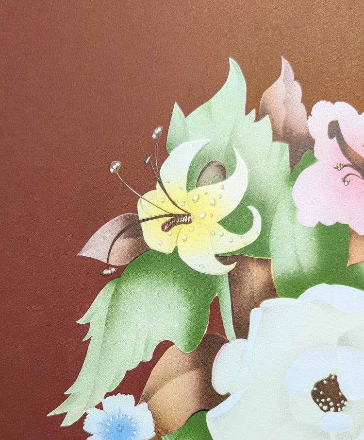 Beautytone Bouquet in Dubonnet by Cecilia Terone | 1943 Vintage Lithograph | Romantic Cottagecore Wall Art