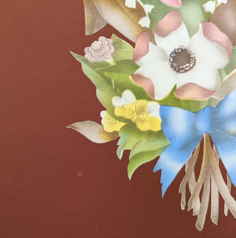 Beautytone Bouquet in Dubonnet by Cecilia Terone | 1943 Vintage Lithograph | Romantic Cottagecore Wall Art