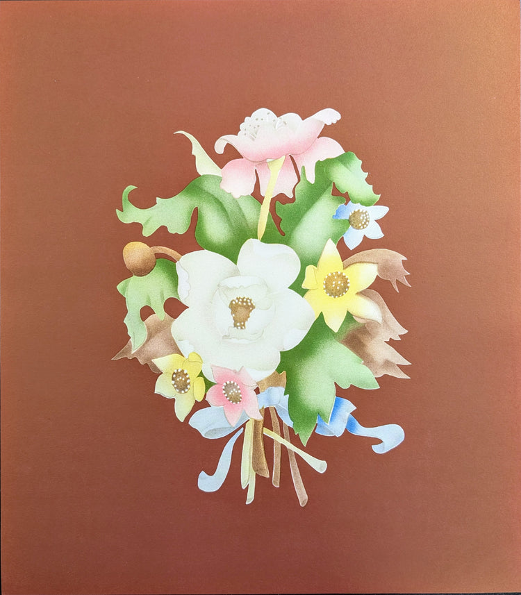 Beautytone Bouquet in Dubonnet by Cecilia Terone | 1943 Vintage Lithograph | Romantic Cottagecore Wall Art