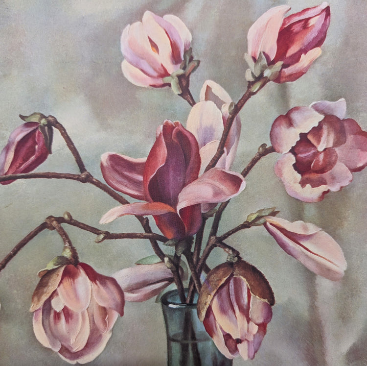 Magnolias by Harry Lane | 1945 Vintage Lithograph | Still Life Floral Wall Art