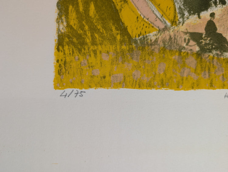 Untitled Landscape by Henri Van Moe | 1960s Signed Limited Edition | Sunset Mountain Scene