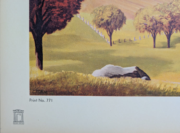 Sunderland Hills by James Ashley | 1950s Americana Landscape | Vintage Offset Lithograph