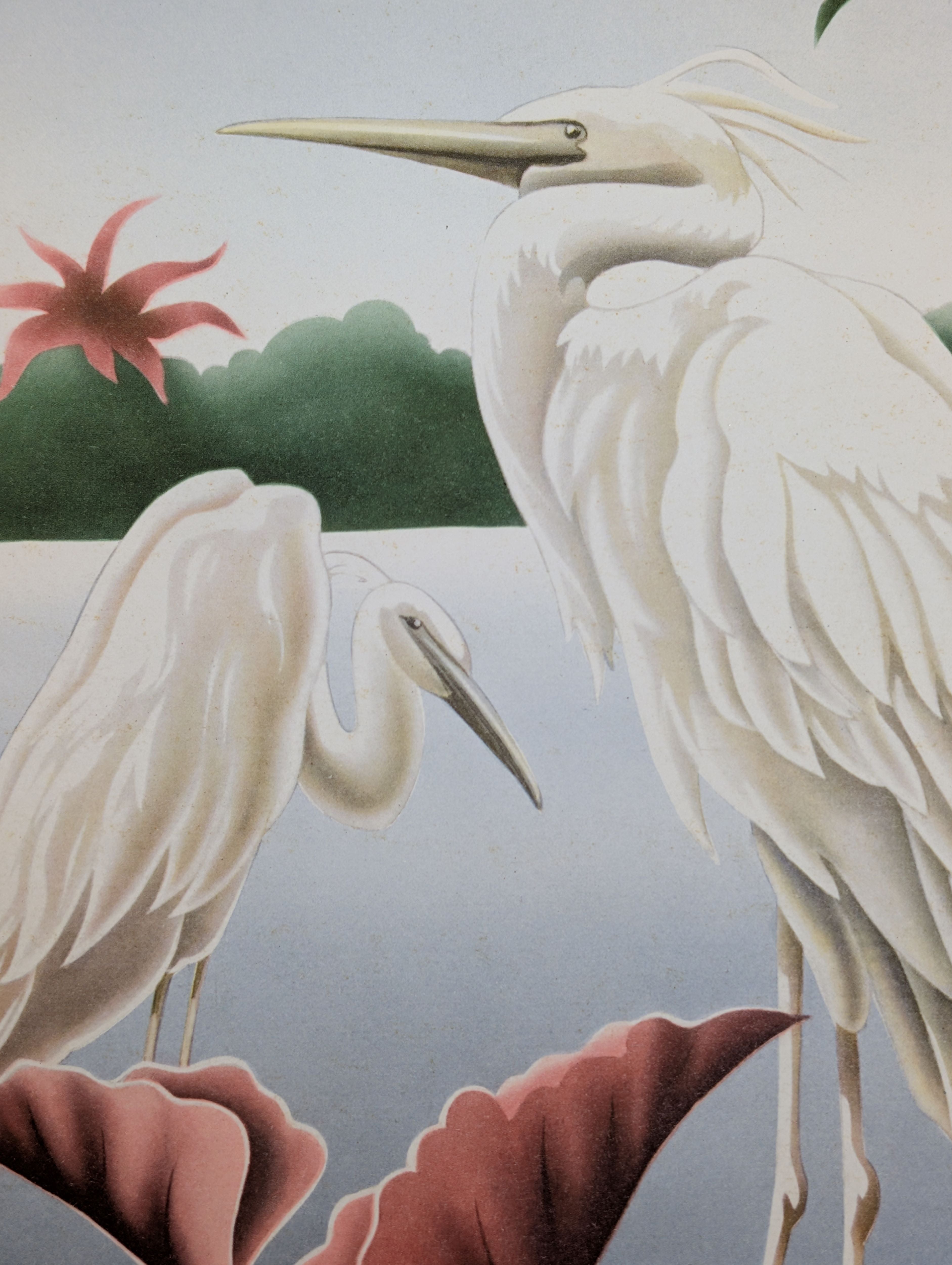 Egrets by Turner | Museum Giclee Reproduction | 1940s Bird Art