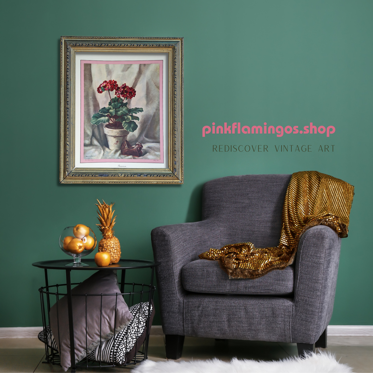 Primroses by Harry Lane | 1945 Vintage Lithograph | Still Life Floral Wall Art