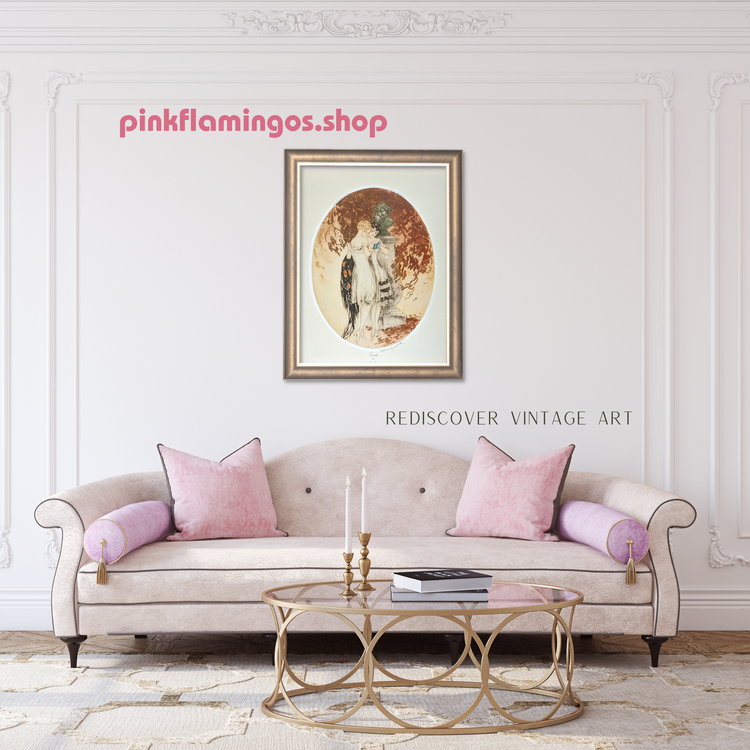 Secrets by Louis Icart | 1970s Art Deco Reproduction | Offset Lithograph | French Glamour Wall Art