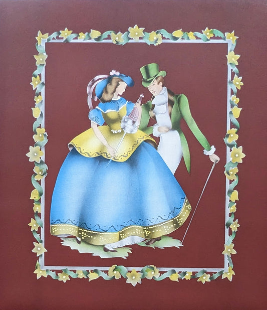 Beautytone Couples Curtseying in Dubonnet by Terone | 1943 Vintage Lithograph | Regency Wall Art