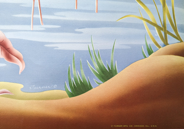 Flamingos by A.T. Toran | 1940s Vintage Flamingo Lithograph | Turner Tropical Wall Art