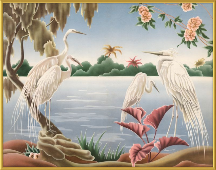 Custom Framed Turner Egrets | Premium Giclee Print | Vintage Bird Lithograph