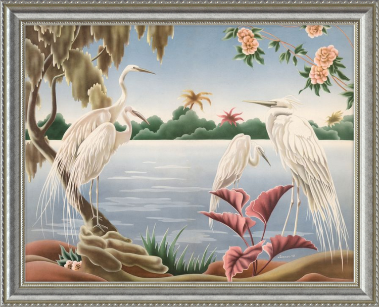 Custom Framed Turner Egrets | Premium Giclee Print | Vintage Bird Lithograph