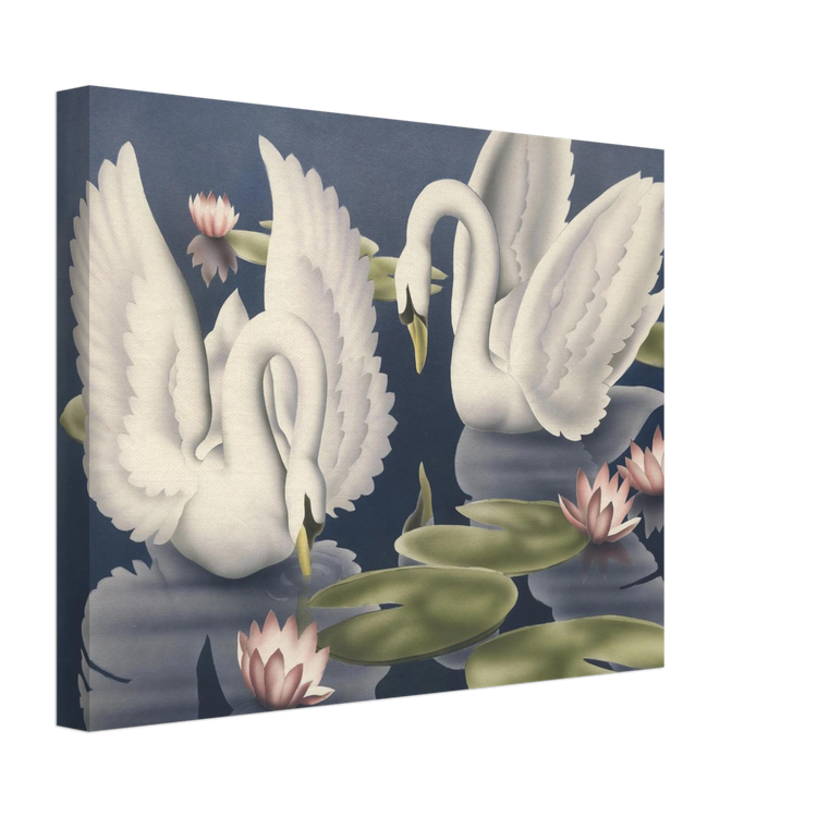 Turner Swans and Lillies Wrap-Around Canvas Print | Vintage Bird Wall Art