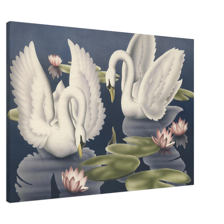 Turner Swans and Lillies Wrap-Around Canvas Print | Vintage Bird Wall Art