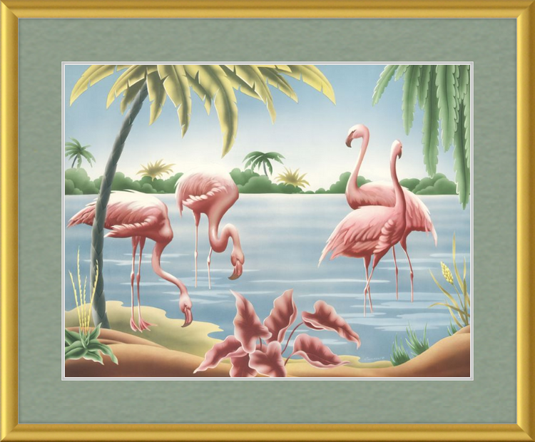 Custom Framed Turner Flamingo | Premium Giclee Print | Vintage Bird Lithograph