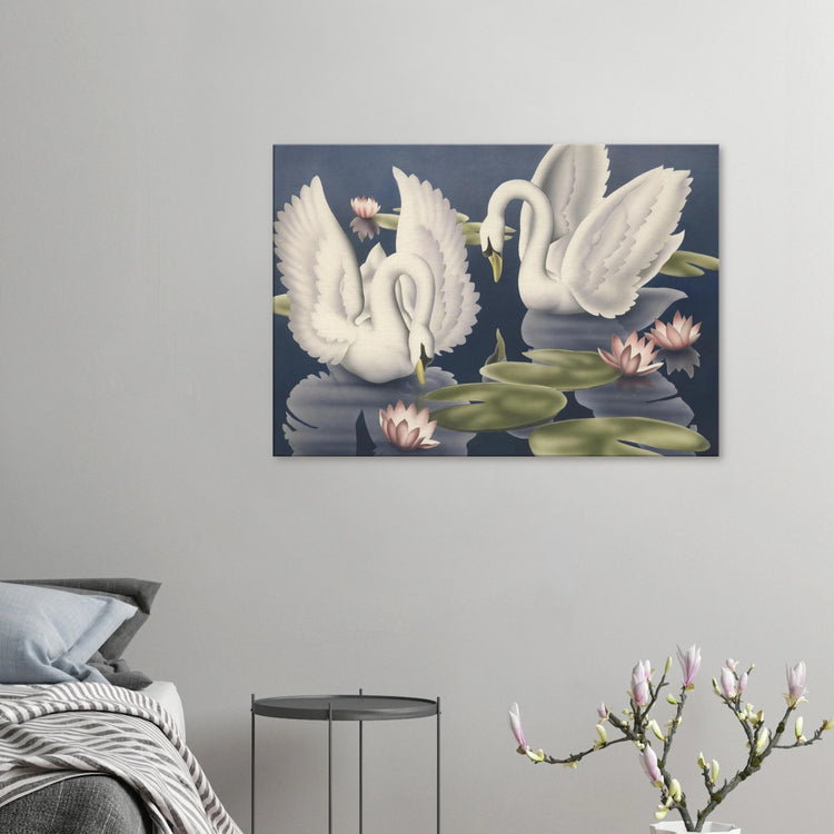 Turner Swans and Lillies Wrap-Around Canvas Print | Vintage Bird Wall Art