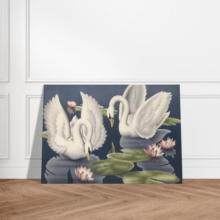 Turner Swans and Lillies Wrap-Around Canvas Print | Vintage Bird Wall Art