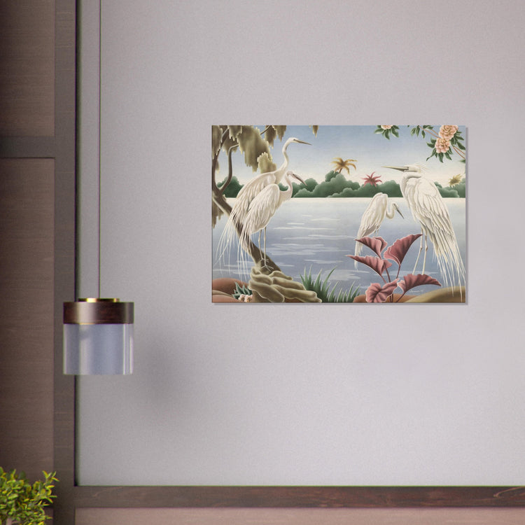 Turner Egrets Wrap-Around Canvas Print | Vintage Lakeside Bird Wall Art