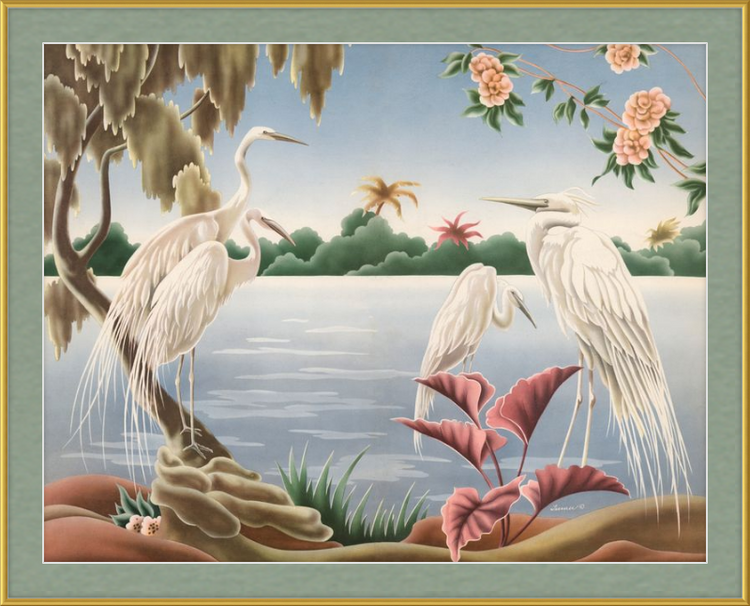 Custom Framed Turner Egrets | Premium Giclee Print | Vintage Bird Lithograph
