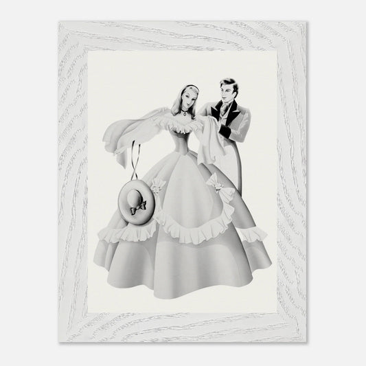 Vintage Romantic Portrait - Couple with "Lady in Pink" | 1940s Turner Airbrushed Art