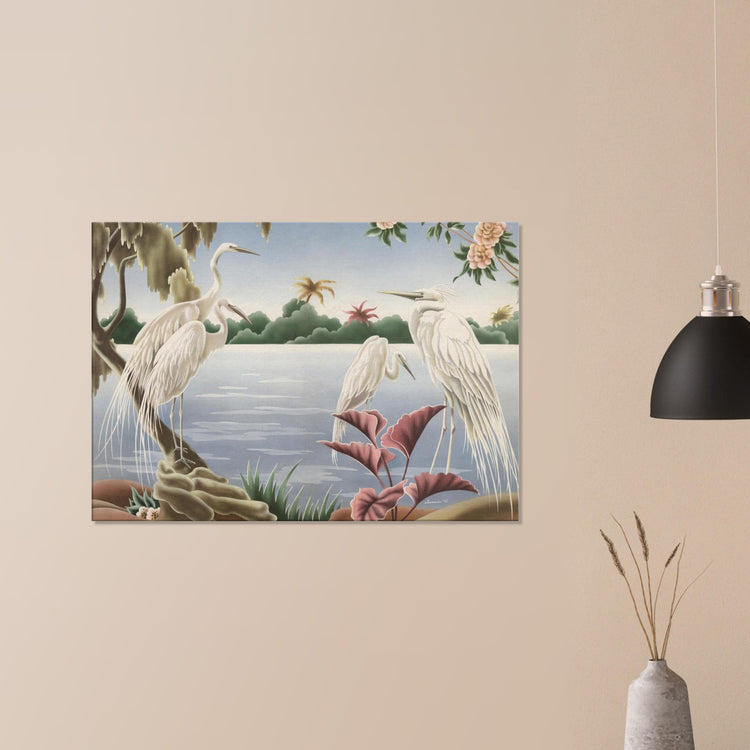 Turner Egrets Wrap-Around Canvas Print | Vintage Lakeside Bird Wall Art