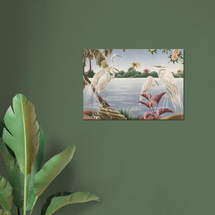 Turner Egrets Wrap-Around Canvas Print | Vintage Lakeside Bird Wall Art