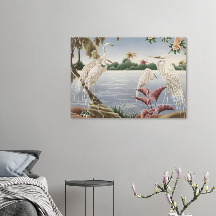 Turner Egrets Wrap-Around Canvas Print | Vintage Lakeside Bird Wall Art