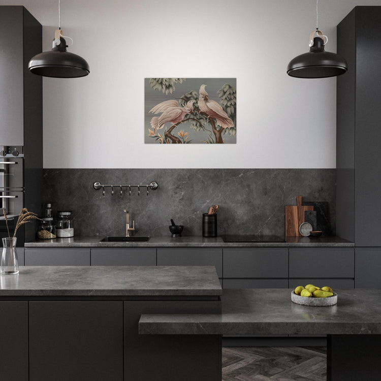 Turner White Cockatoos Brushed Aluminum Print | Vintage Tropical Bird Lithograph Metal Art