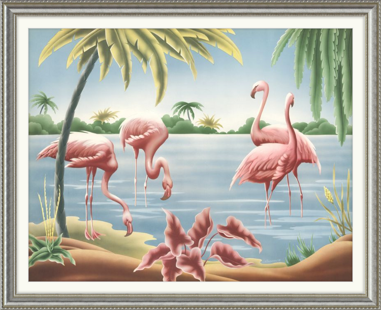 Custom Framed Turner Flamingo | Premium Giclee Print | Vintage Bird Lithograph
