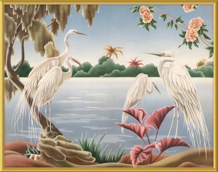 Custom Framed Turner Egrets | Premium Giclee Print | Vintage Bird Lithograph