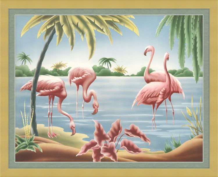Custom Framed Turner Flamingo | Premium Giclee Print | Vintage Bird Lithograph