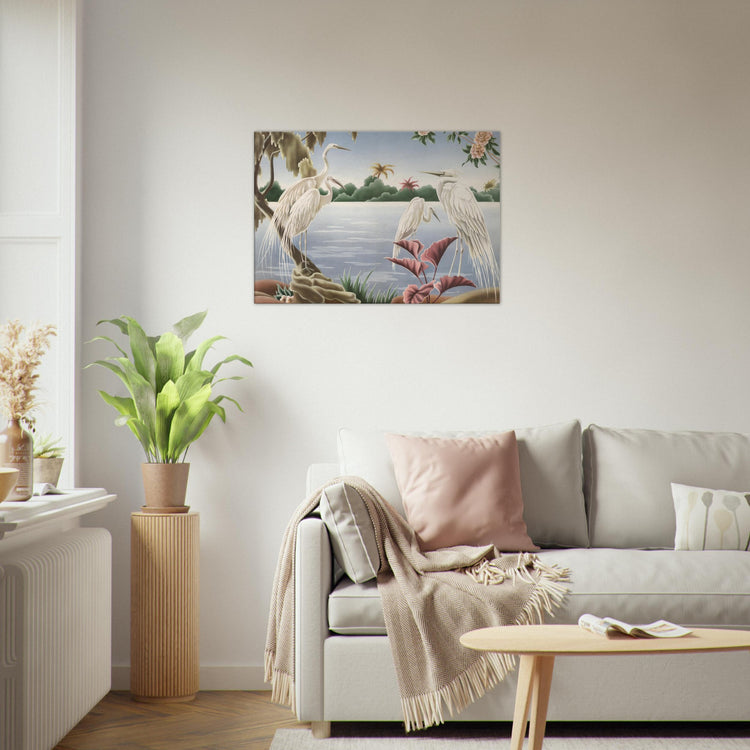 Turner Egrets Wrap-Around Canvas Print | Vintage Lakeside Bird Wall Art
