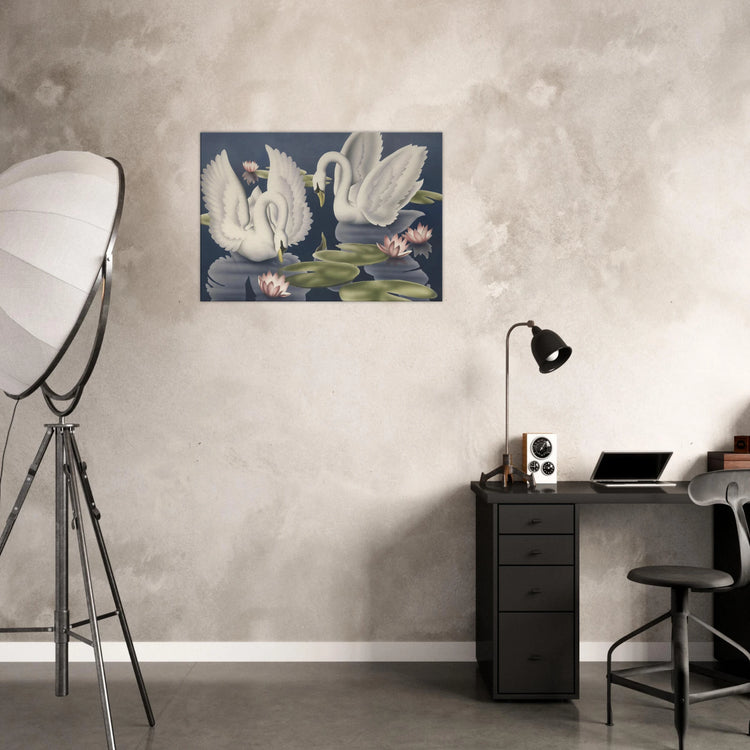 Turner Swans and Lillies Wrap-Around Canvas Print | Vintage Bird Wall Art