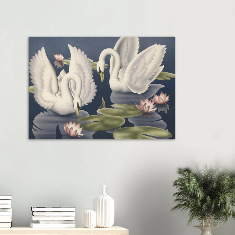 Turner Swans and Lillies Wrap-Around Canvas Print | Vintage Bird Wall Art