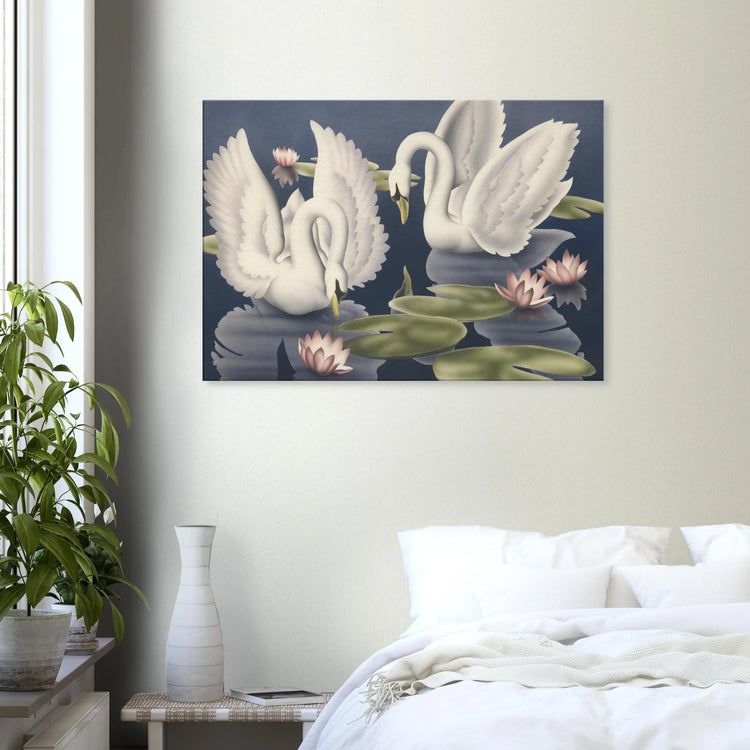 Turner Swans and Lillies Wrap-Around Canvas Print | Vintage Bird Wall Art