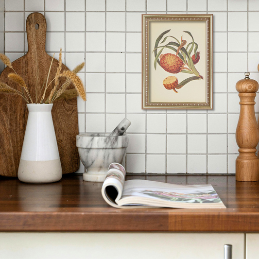 Pineapple | Unique Vintage Collotype Wall Art c.1950 | Chinese Still Life Print