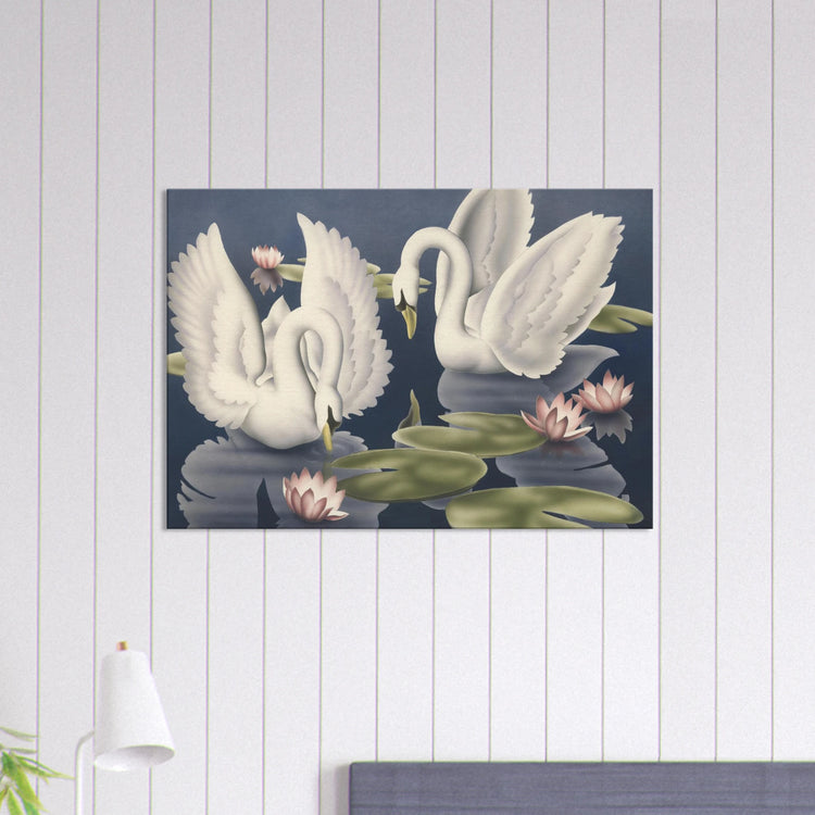 Turner Swans and Lillies Wrap-Around Canvas Print | Vintage Bird Wall Art