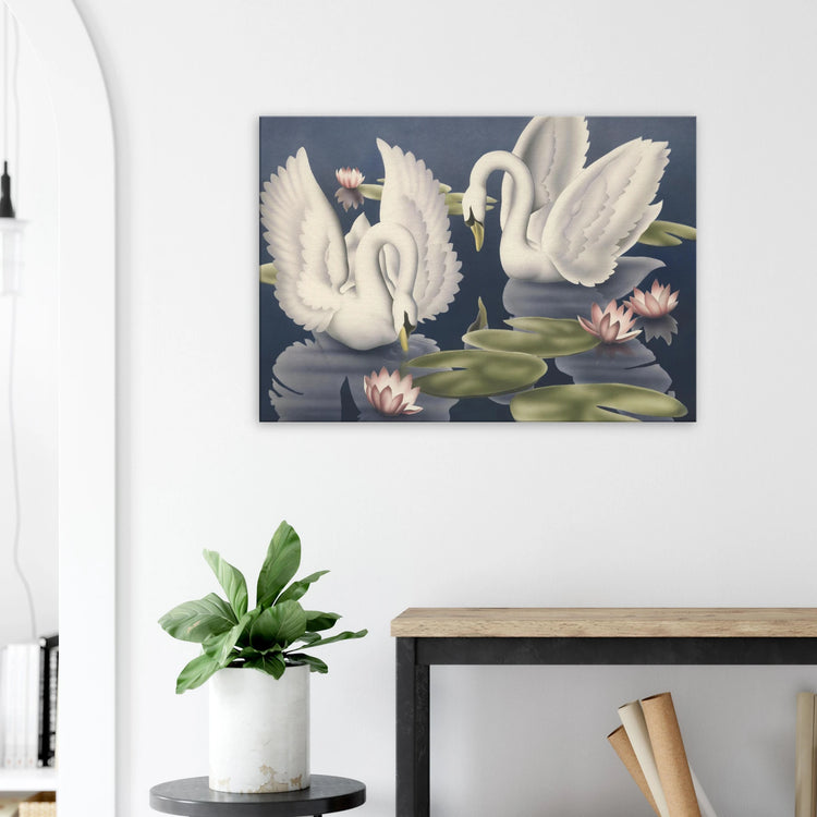 Turner Swans and Lillies Wrap-Around Canvas Print | Vintage Bird Wall Art